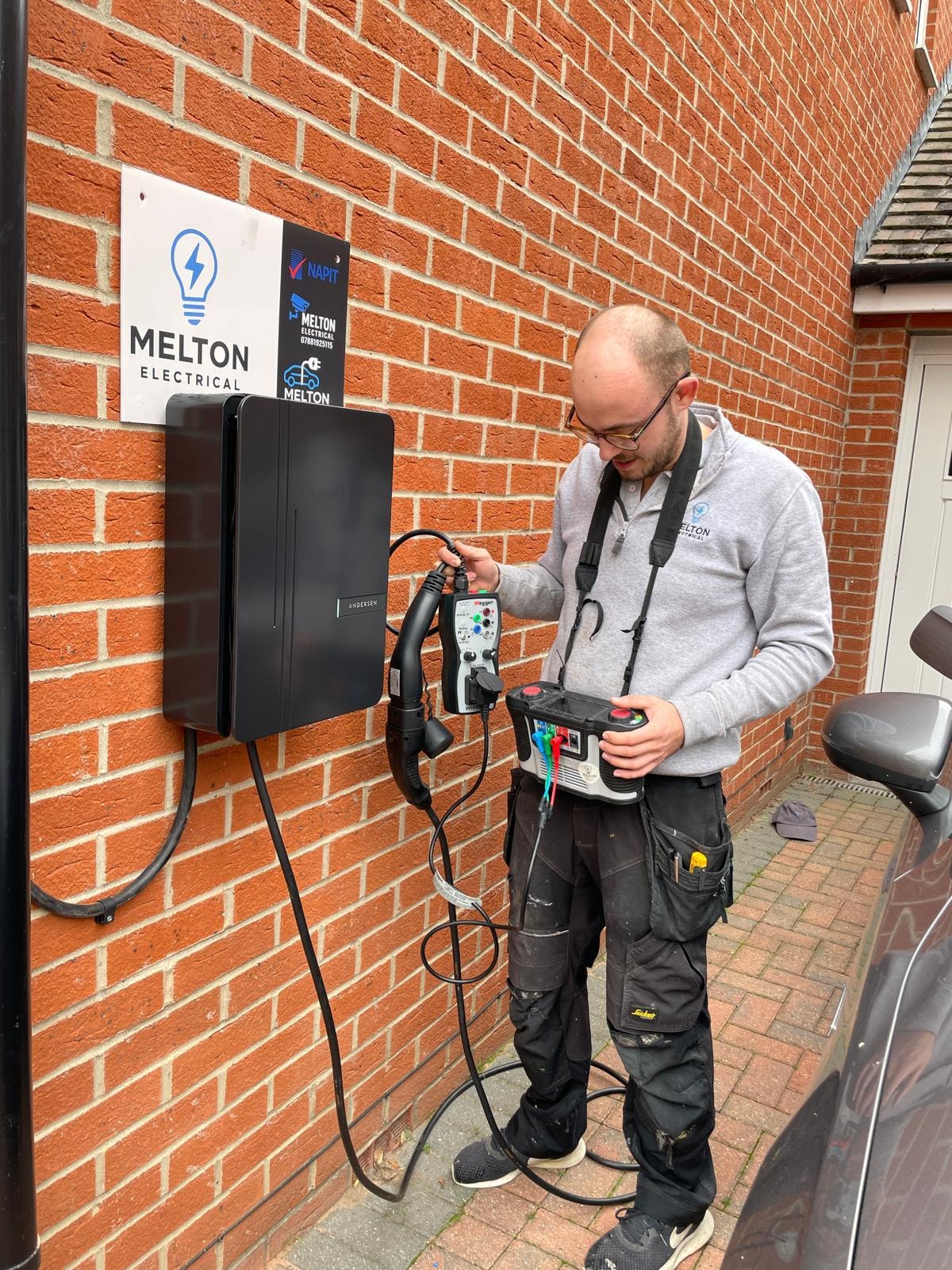 Melton Electrical engineer commissioning an EV charger