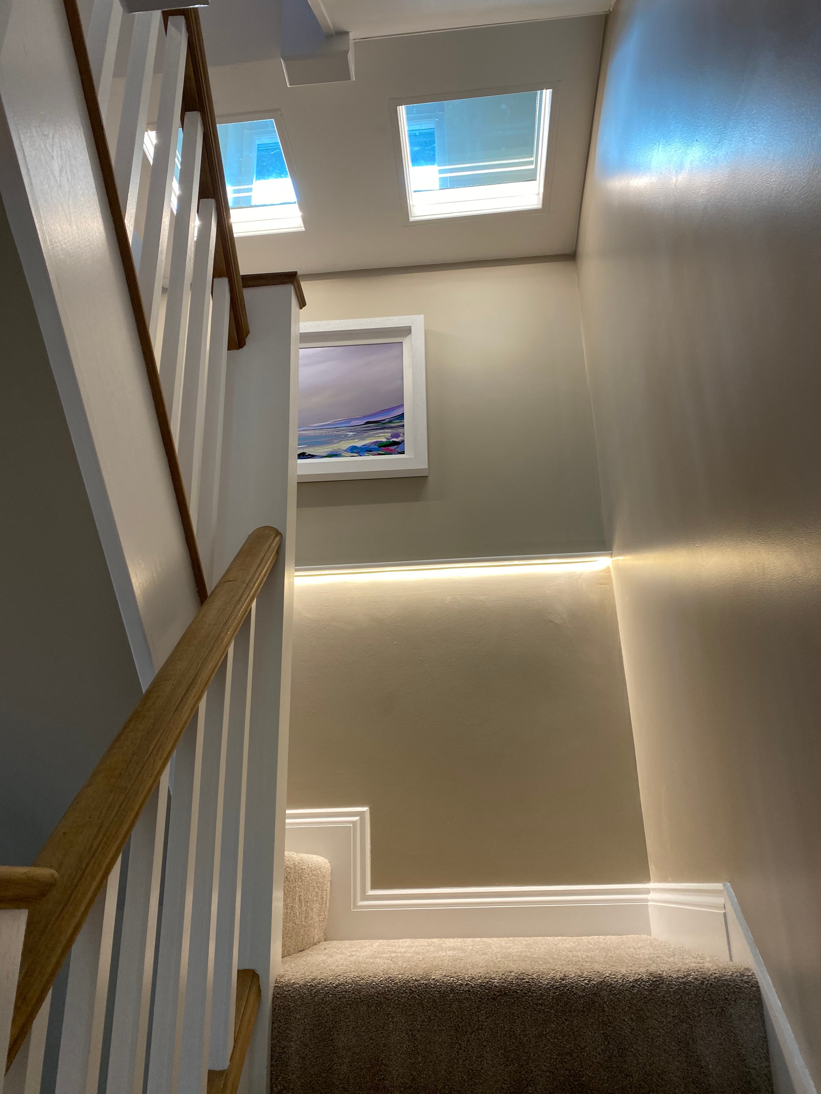 Landing LED strip lighting with staircase