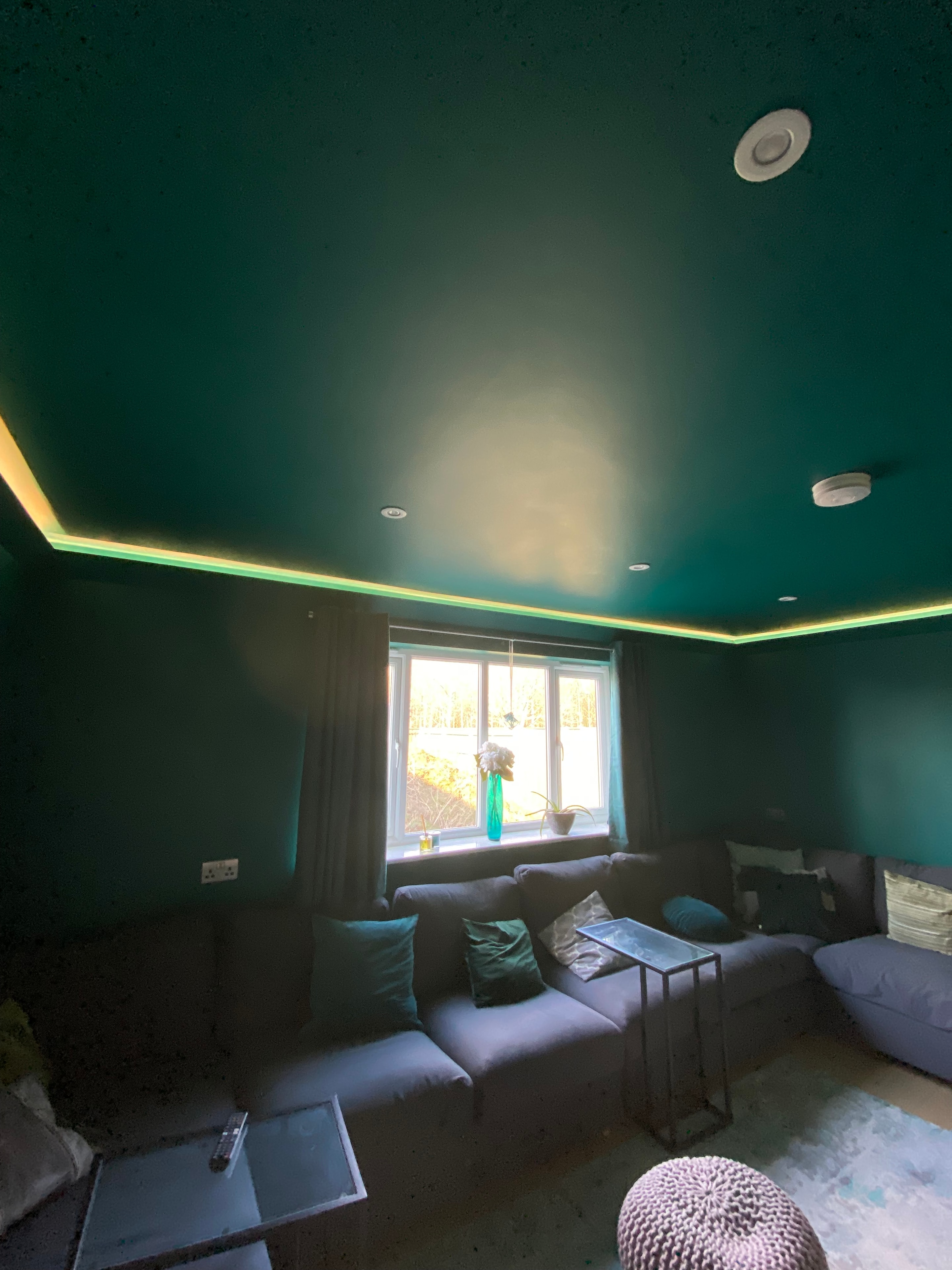Teal lounge LED cove lighting second view